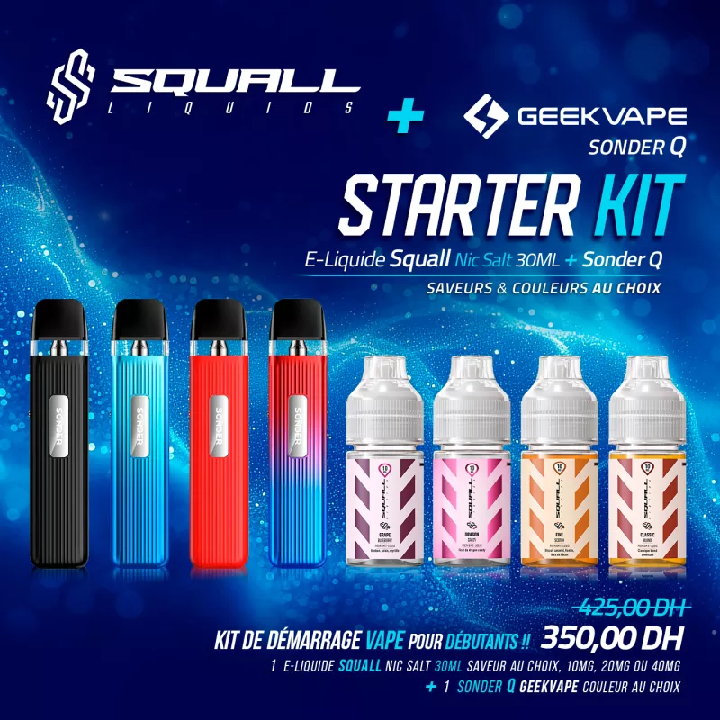 Kit de Démarrage Vape : Sonder Q & E-Liquide Squall 30ML 